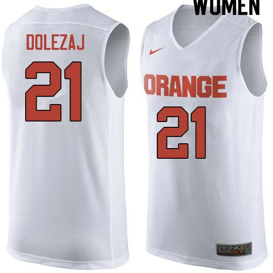 Women #21 Marek Dolezaj Syracuse White College Basketball Jerseys Sale-White